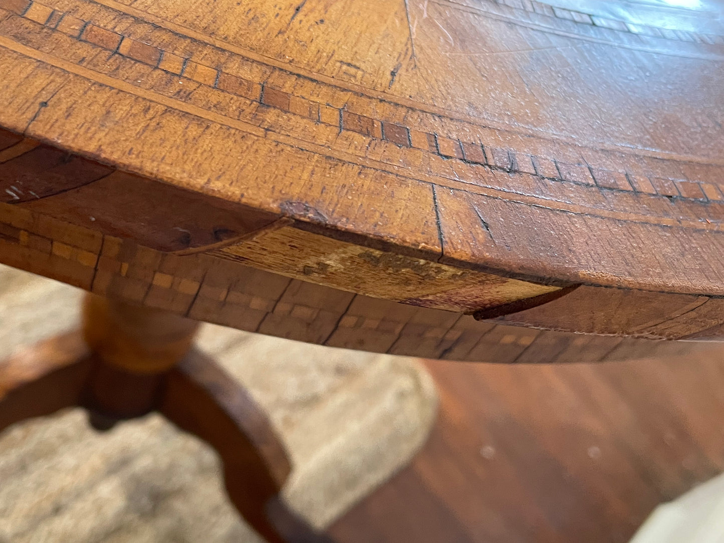 Antique Inlay Tilt Top Table