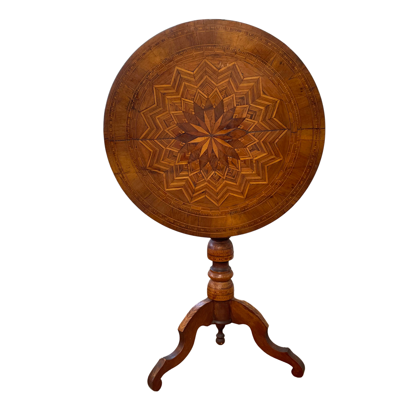 Antique Inlay Tilt Top Table