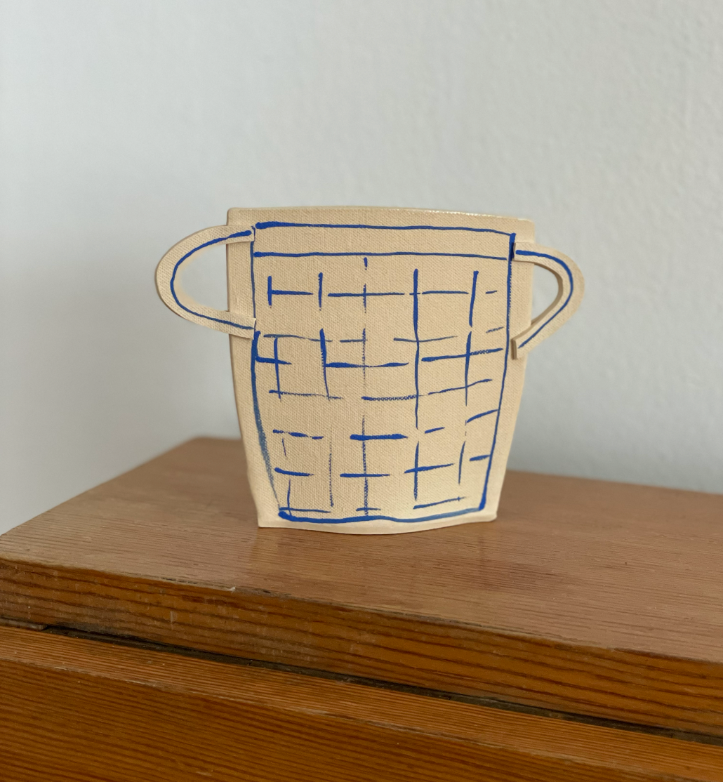 Blue Basket Vase by Alison Owen