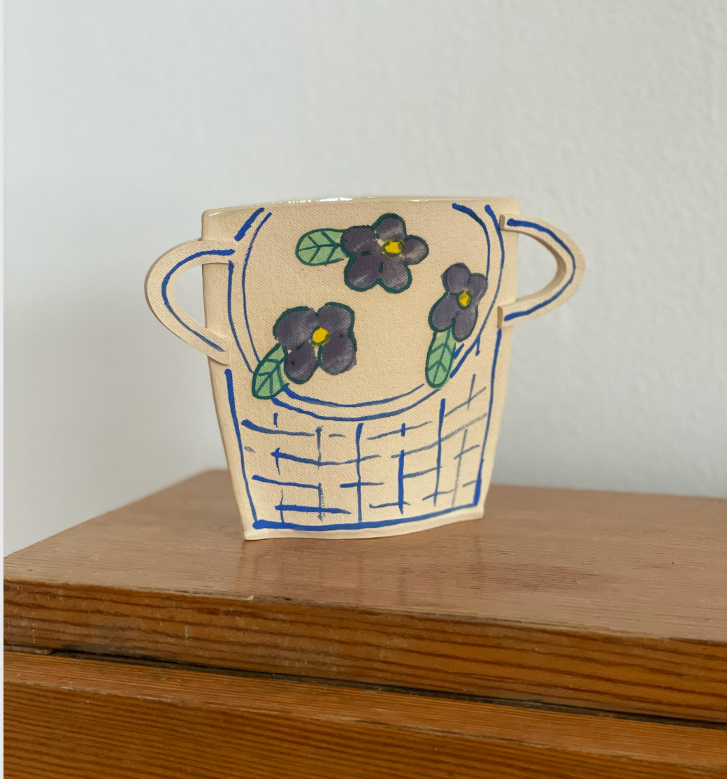 Blue Basket Vase by Alison Owen