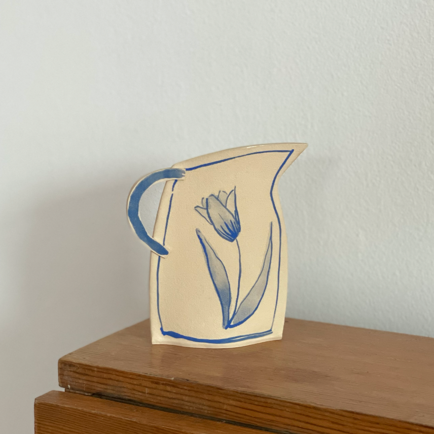 Blue Tulip Pitcher Vase by Alison Owen